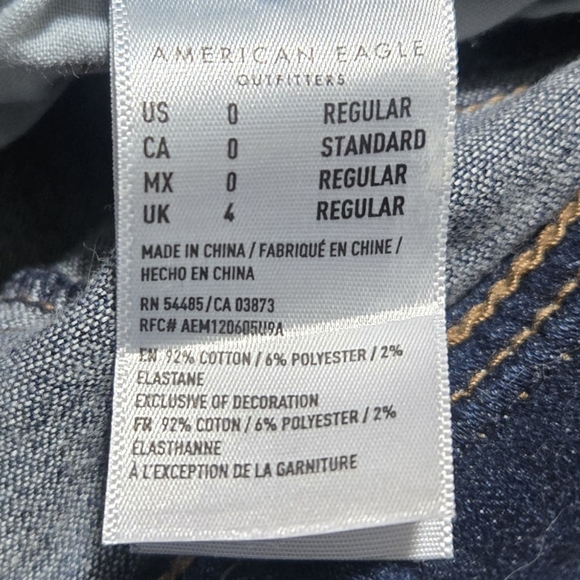American Eagle Kick Boot Super Stretch Denim Blue Jeans Womens Sz 0 (26x31) Boho - Picture 6 of 11